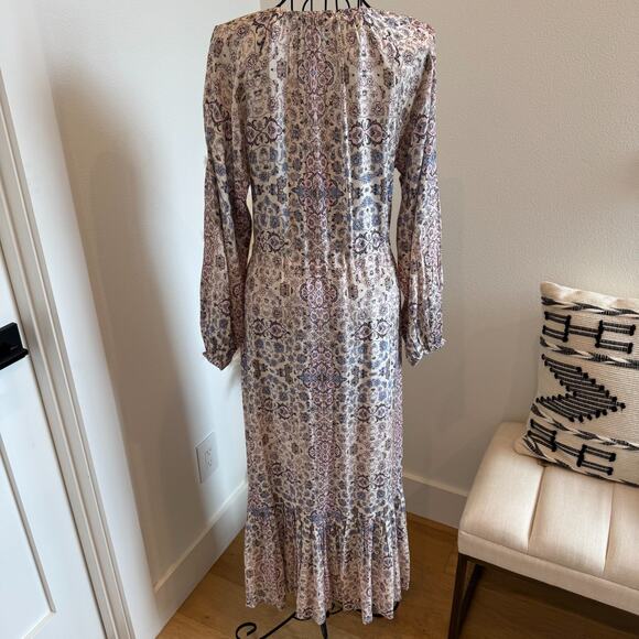 Roller Rabbit Floral V-Neck Long Sleeve Maxi Dress XS-Summer, Cottage, Resort - Picture 2 of 10
